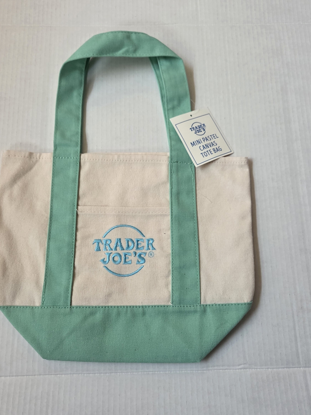 Pastel Canvas Tote Bag - Mint/Off-White Mini